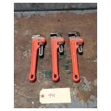 Qty 3 Ridgid Heavy Duty Steel 12' Pipe Wrench