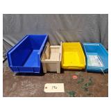 Lot Of 4 Misc Industrial Storage Bins