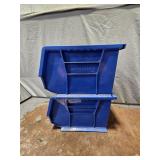 Lot Of 2 Blue Plastic Hopper Stacking Bins