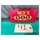 New 'Nick's Bar Ice Cold Beer' Wooden Sign