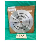 Qty 2 New Nicholson 12' 100 Tooth CutOff Saw Blade