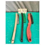 Qty 3 Assorted Nylon & Metal Bristle Brushes