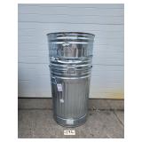 3x 29.5 Gallon Galvanized Steel Trash Cans