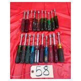 20 vintage Xcelite hollow shaft nut drivers