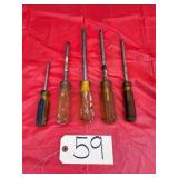 Lot of 5 vintage mismatched screwdrivers