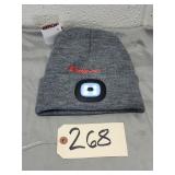 New Snap On Gray and Red Knit Beanie With Light