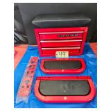New Sharper Image Red Rolling Tool Box Bench Stool