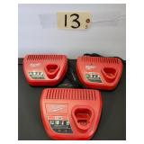 Qty 3 Milwaukee 48-59-2401 M12 Battery Chargers