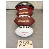 New Lot Of 4 Assorted Snap On Footballs