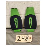 New Set Of 2 Snap On Green Drink Koozies