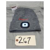 New Snap On Gray And Red Knit Beanie With Light