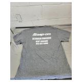 New Snap On Gray T-Shirt With American Flag L