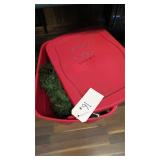 PLASTIC TOTE OF LIT CHRISTMAS GARLAND