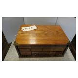 WOODEN STORAGE BOX WITH DRAWERS SEE DESC.