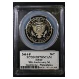 2014 P 50C PCGS PR70 DCAM JFK SILVER Half 50th Ann