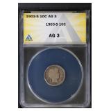1903 S 10C ANACS AG3 Barber Dime Solid nice AG!