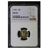 1945 10C NGC MS62 Mercury Dime BU coin