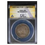 1905 50C ANACS F12 Barber Half Details
