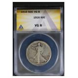 1916 50C ANACS VG8 Walking Liberty Half