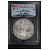 2011 W $1 PCGS MS70 25th Anniversary Silver Eagle
