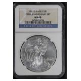 2011 S $1 NGC MS69 25th Anniversary Silver Eagle