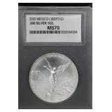 2005 Mexico Libertad MS70 1oz Silver