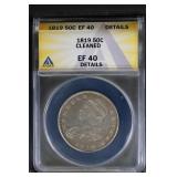 1819 50C ANACS EF40 Capped Bust Half Details