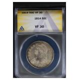 1814 50C ANACS VF30 Capped Bust Half Nice!
