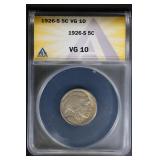 1926 S 5C ANACS VG10 Buffalo Nickel nice coin