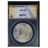 1887 O $1 ANACS MS62 Morgan Silver Dollar