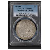 1889 O $1 PCGS Genuine UNC Morgan Details