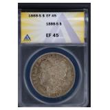 1888 S $1 ANACS EF45 Morgan Silver Dollar