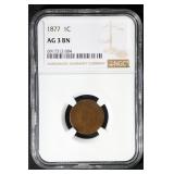 1877 1C NGC AG3 BN Indian Cent KEY DATE
