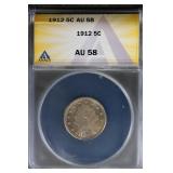1912 5C ANACS AU58 Liberty Nickel Gorgeous!