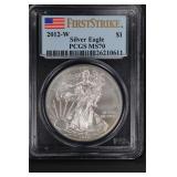 2012 W $1 PCGS MS70 First Strike Silver Eagle