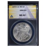 1890 O $1 ANACS MS62 Morgan Silver Dollar