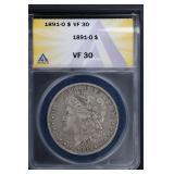1891 O $1 ANACS VF30 Morgan Silver Dollar