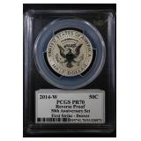 2014 W 50C PCGS REV PR70 KENNEDY 50th Ann