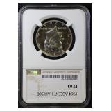 1964 Accented Hair 50C NGC PF65 Kennedy Half Dol
