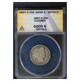 1897 S 25C ANACS G6 Barber Quarter Details
