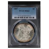 1887 $1 PCGS MS64 Morgan Silver Dollar
