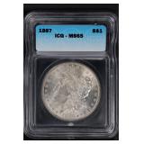 1887 $1 ICG MS65 Morgan Silver Dollar