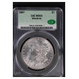 1887 $1 CAC MS63 WitterBrick Morgan Silver Dollar