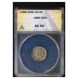 1888 3C ANACS AU50 3 Cent CN sharp coin
