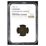 1872 1C NGC AU Indian Cent Details grade