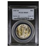 1947 D 50C PCGS Walking Liberty Half MS65 Gem BU