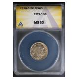 1928 D 5C ANACS MS63 Buffalo Nickel Nice BU