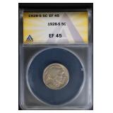 1928 S 5C ANACS EF45 Buffalo Nickel Sharp coin