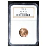 1955 1C NGC MS66 RD Lincoln Cent Beautiful