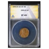 1931 S 1c ANACS EF45 Lincoln Cenr KEY DATE